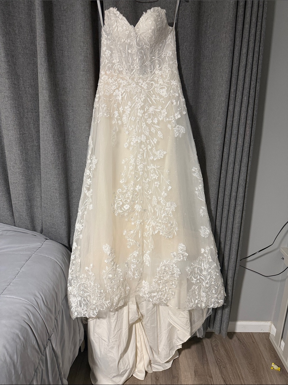 Strapless Ivory Lace A-Line Wedding Gown